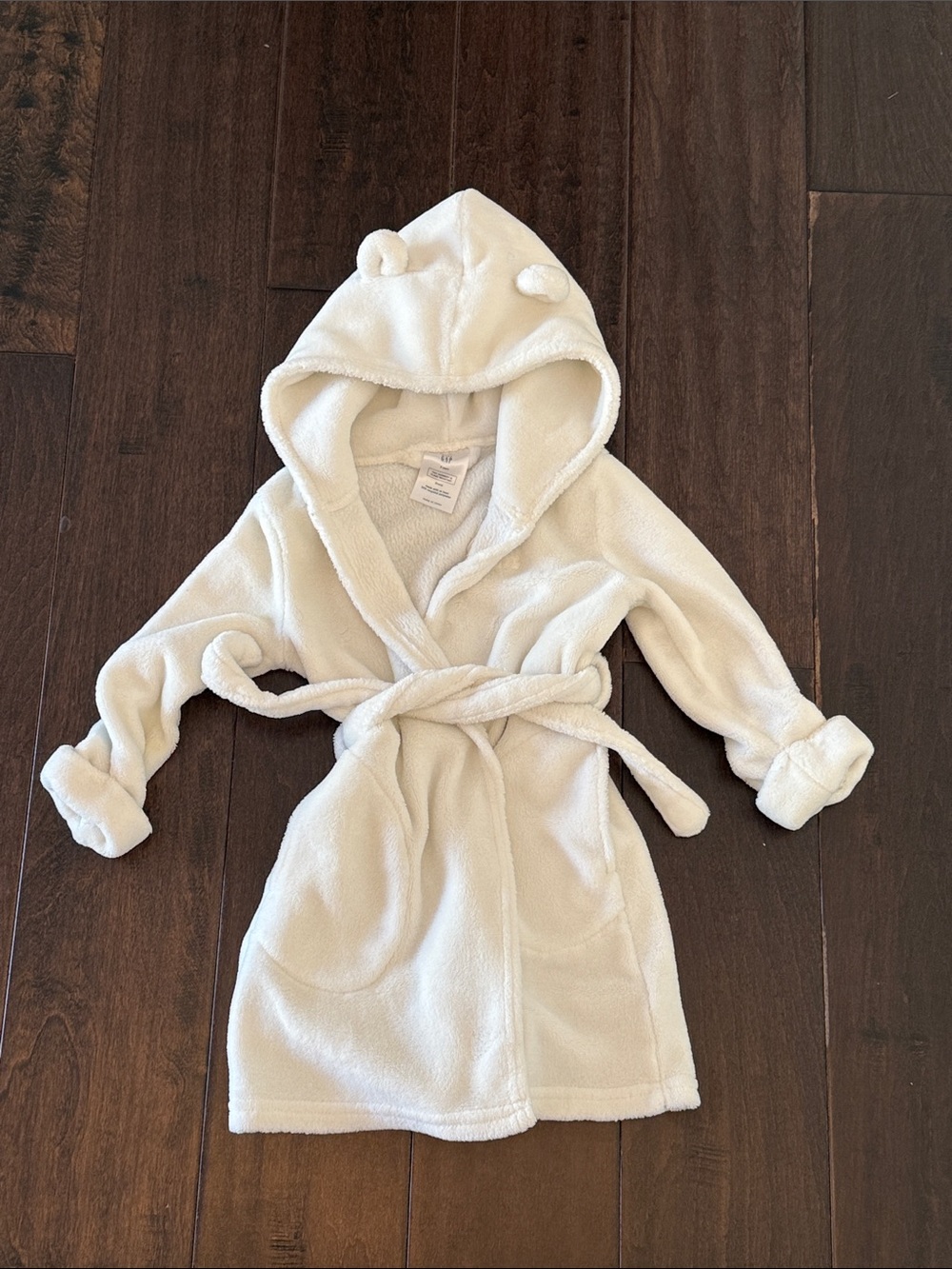 Baby Gap Gender Neutral Plush Hooded Bath Robe in Cream